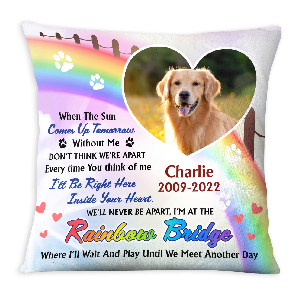 Personalized Photo Memorial Gift For Loss Of Dog Loss Of Pet Rainbow Bridge Pillow 27079 Primary Mockup