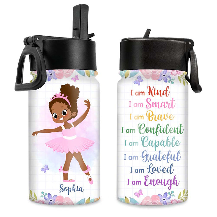 Personalized Gift For Granddaughter Hobby Ballet Kids Water Bottle With Straw Lid 27096 1