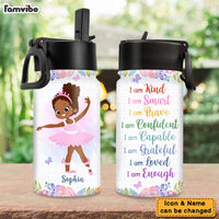 Personalized Gift For Granddaughter Hobby Ballet Kids Water Bottle With Straw Lid 27096 thumb 1