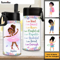 Personalized Gift For Granddaughter Hobby Ballet Kids Water Bottle With Straw Lid 27096 thumb 1