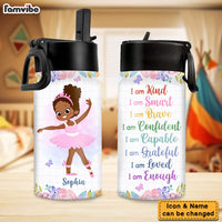 Personalized Gift For Granddaughter Hobby Ballet Kids Water Bottle With Straw Lid 27096 thumb 1