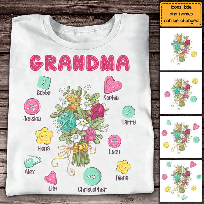 Personalized Gift For Grandma Knitted Flowers Shirt - Hoodie - Sweatshirt 27105 1