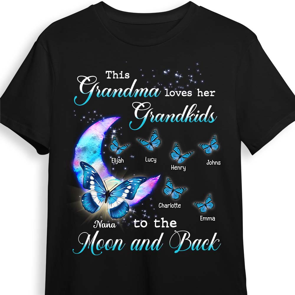 Personalized Gift For Grandma Butterfly Loves Her Grandkids To The Moon And Back Shirt Hoodie Sweatshirt 27110 Primary Mockup