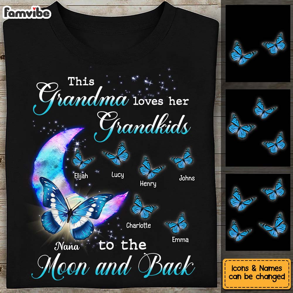 Personalized Gift For Grandma Butterfly Loves Her Grandkids To The Moon And Back Shirt Hoodie Sweatshirt 27110 Primary Mockup