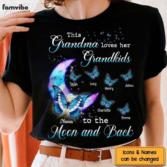 Personalized Gift For Grandma Butterfly Loves Her Grandkids To The Moon And Back Shirt - Hoodie - Sweatshirt 27110 1