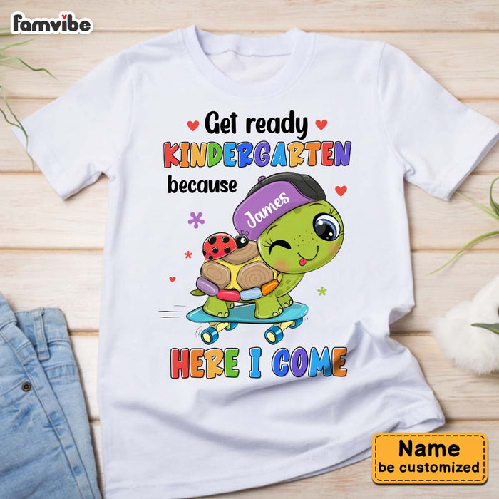 Personalized Gift For Son Grandson Turtle Kindergarten Here I Come Kid T Shirt 27113 1