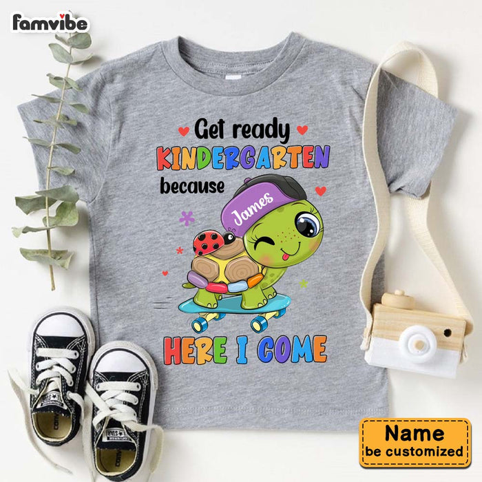 Personalized Gift For Son Grandson Turtle Kindergarten Here I Come Kid T Shirt 27113 1