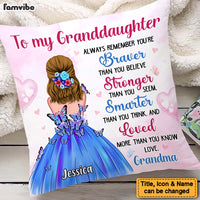 Personalized Gift For Granddaughter Braver Smarter Stronger Pillow 27122 thumb 1