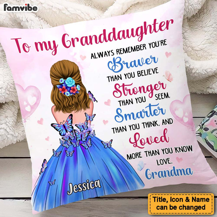 Personalized Gift For Granddaughter Braver Smarter Stronger Pillow 27122 1