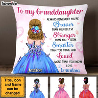 Personalized Gift For Granddaughter Braver Smarter Stronger Pillow 27122 thumb 1