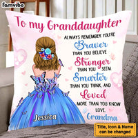 Personalized Gift For Granddaughter Braver Smarter Stronger Pillow 27122 thumb 1