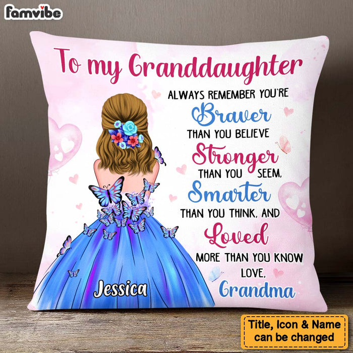Personalized Gift For Granddaughter Braver Smarter Stronger Pillow 27122 1