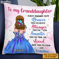 Personalized Gift For Granddaughter Braver Smarter Stronger Pillow 27122 thumb 1