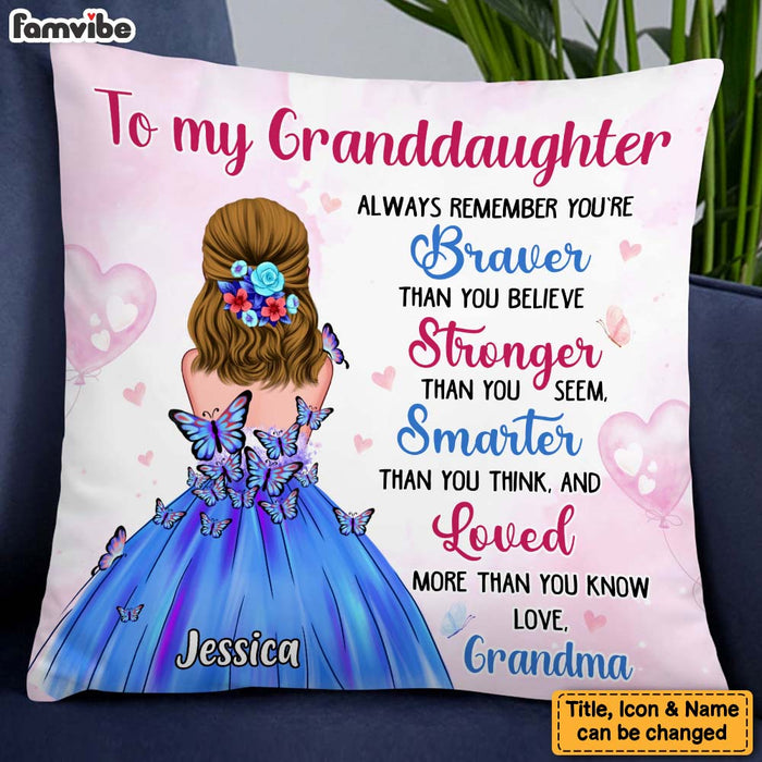 Personalized Gift For Granddaughter Braver Smarter Stronger Pillow 27122 1