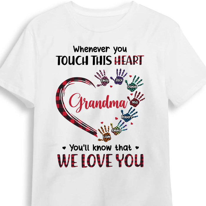 Personalized Gift For Grandma Whenever You Touch This Heart Hand Print Shirt - Hoodie - Sweatshirt 27125 1