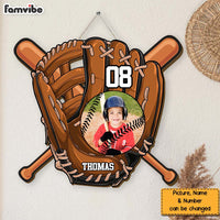 Personalized Gift For Grandson For Baseball Boy Upload Photo Wood Sign 27126 thumb 1