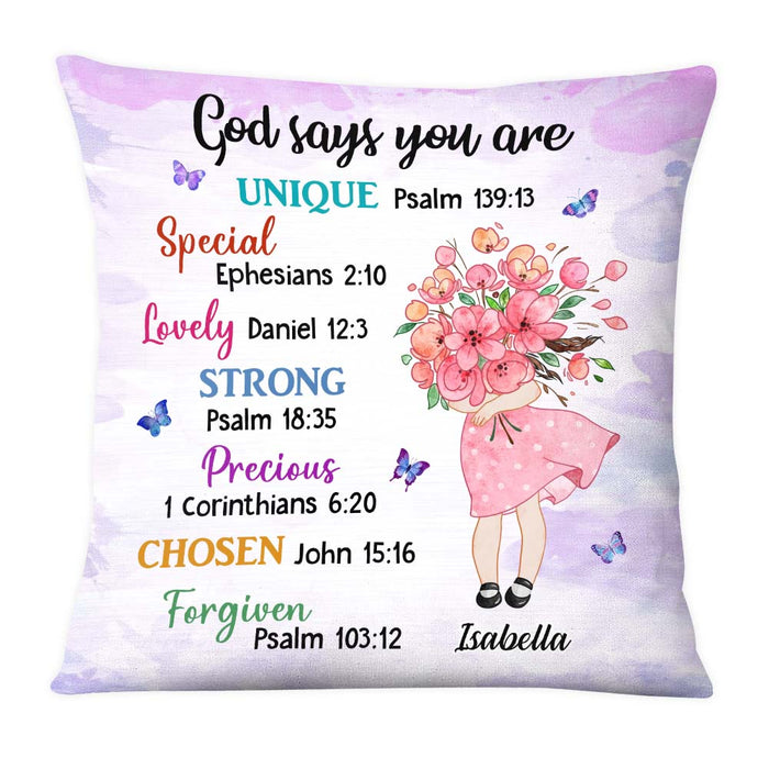 Personalized Gift for Granddaughter Daughter God Says You Are Hugging Flowers Pillow 27132 1