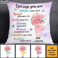 Personalized Gift for Granddaughter Daughter God Says You Are Hugging Flowers Pillow 27132 thumb 1