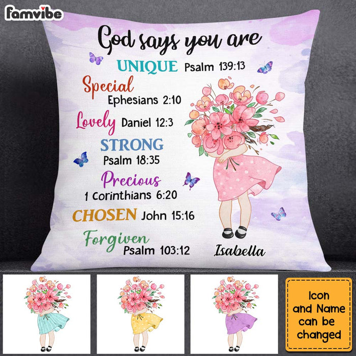 Personalized Gift for Granddaughter Daughter God Says You Are Hugging Flowers Pillow 27132 1