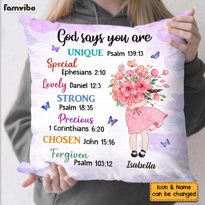 Personalized Gift for Granddaughter Daughter God Says You Are Hugging Flowers Pillow 27132 1