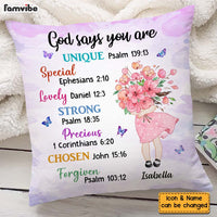 Personalized Gift for Granddaughter Daughter God Says You Are Hugging Flowers Pillow 27132 thumb 1