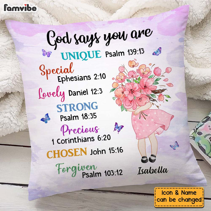 Personalized Gift for Granddaughter Daughter God Says You Are Hugging Flowers Pillow 27132 1