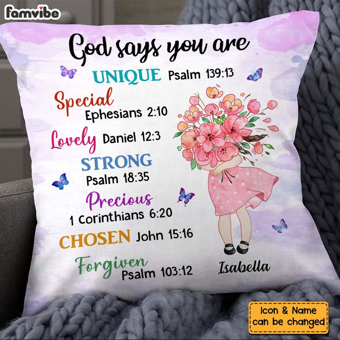 Personalized Gift for Granddaughter Daughter God Says You Are Hugging Flowers Pillow 27132 1