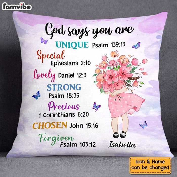 Personalized Gift for Granddaughter Daughter God Says You Are Hugging Flowers Pillow 27132 1