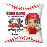 Personalized Gift For Grandson Born With Baseball In Their Souls Pillow 27133 thumb 1