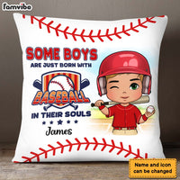 Personalized Gift For Grandson Born With Baseball In Their Souls Pillow 27133 thumb 1