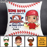 Personalized Gift For Grandson Born With Baseball In Their Souls Pillow 27133 thumb 1