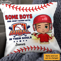 Personalized Gift For Grandson Born With Baseball In Their Souls Pillow 27133 thumb 1
