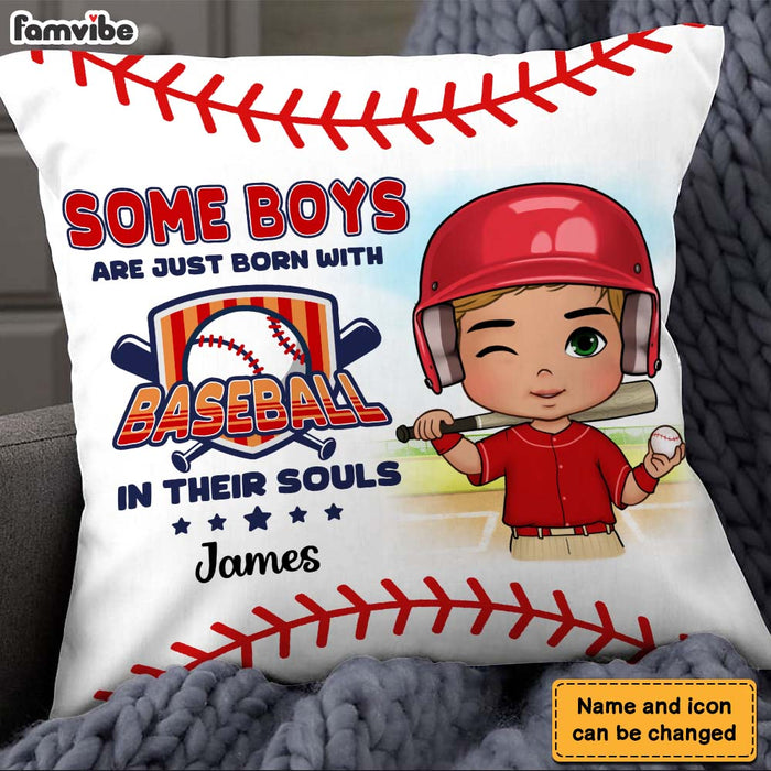 Personalized Gift For Grandson Born With Baseball In Their Souls Pillow 27133 1