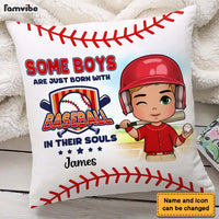 Personalized Gift For Grandson Born With Baseball In Their Souls Pillow 27133 thumb 1