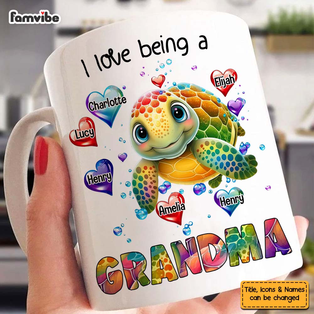 Personalized Gift For Grandma I Love Being A Grandma Turtle Heart Mug 27134 Primary Mockup