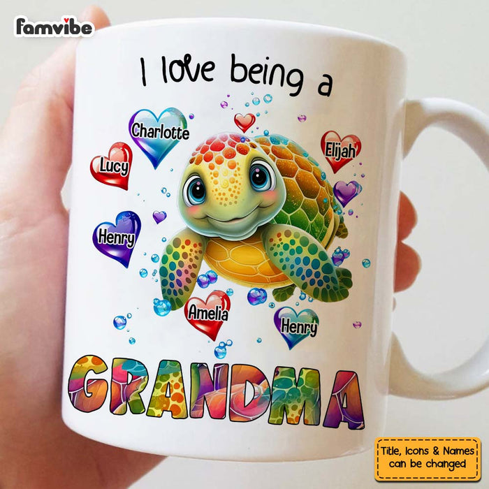 Personalized Gift For Grandma I Love Being A Grandma Turtle Heart Mug 27134 1