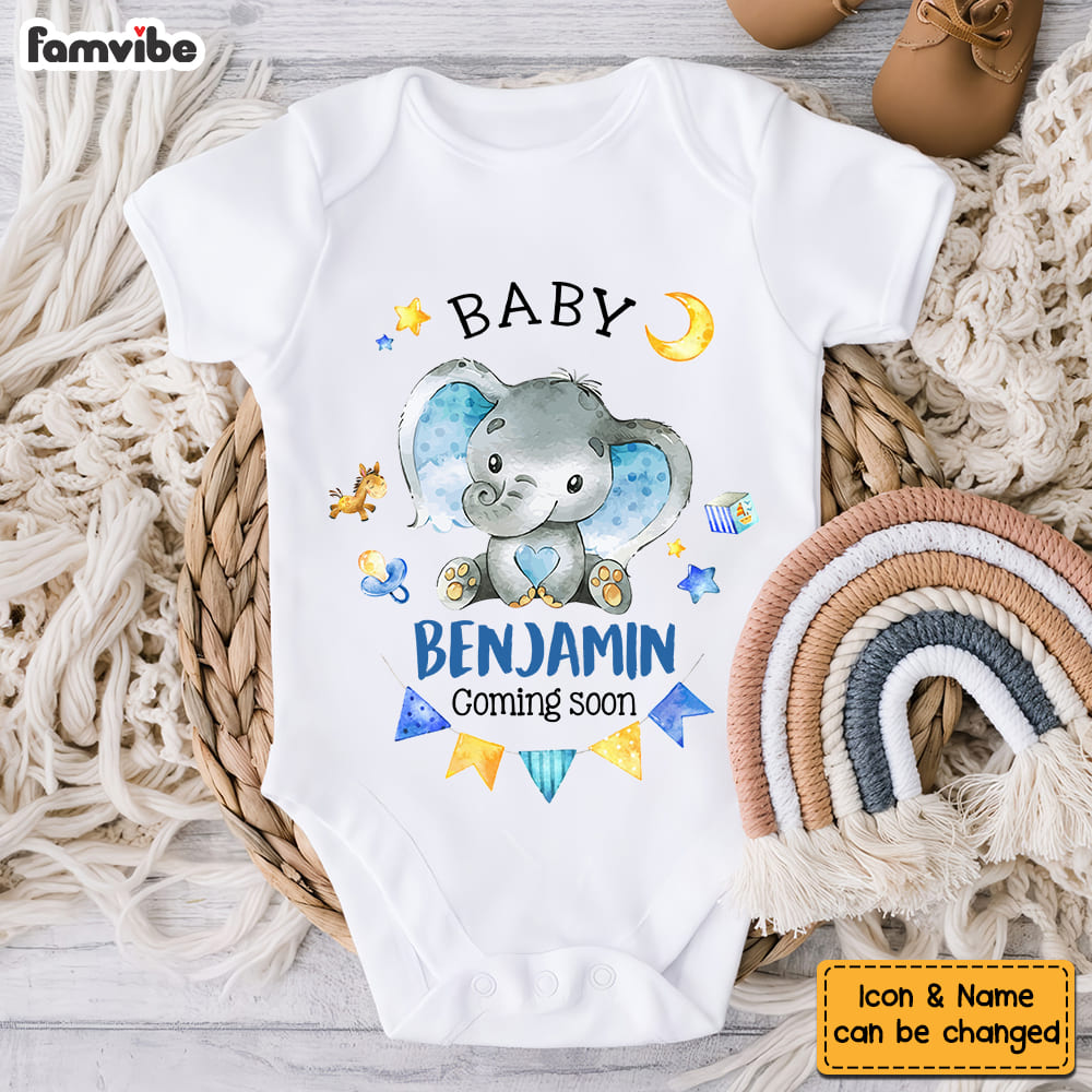 Personalized Gift For Baby Coming Soon Cute Elephant Baby Onesie 27138 Primary Mockup