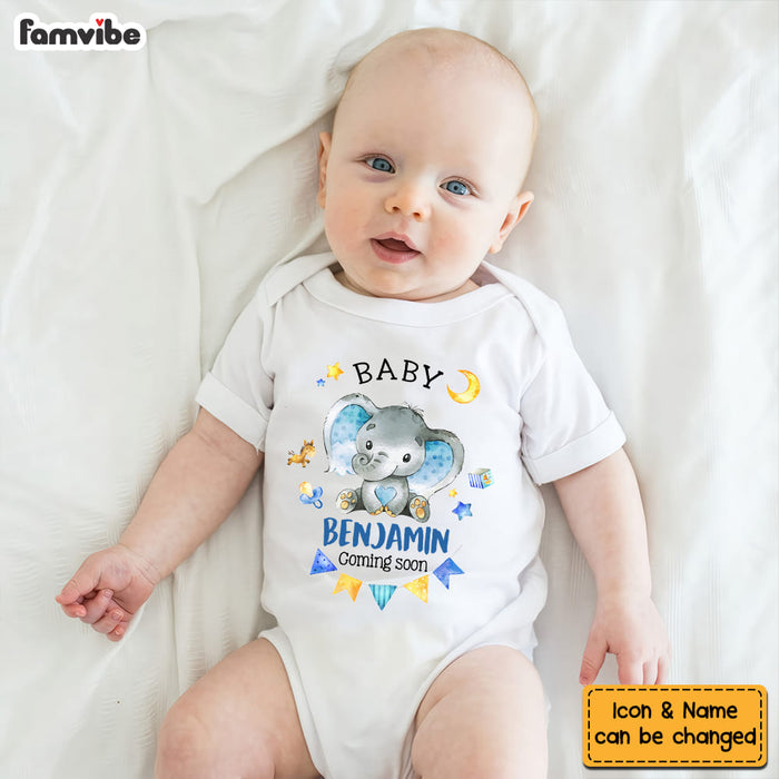 Personalized Gift For Baby Coming Soon Cute Elephant Baby Onesie 27138 1