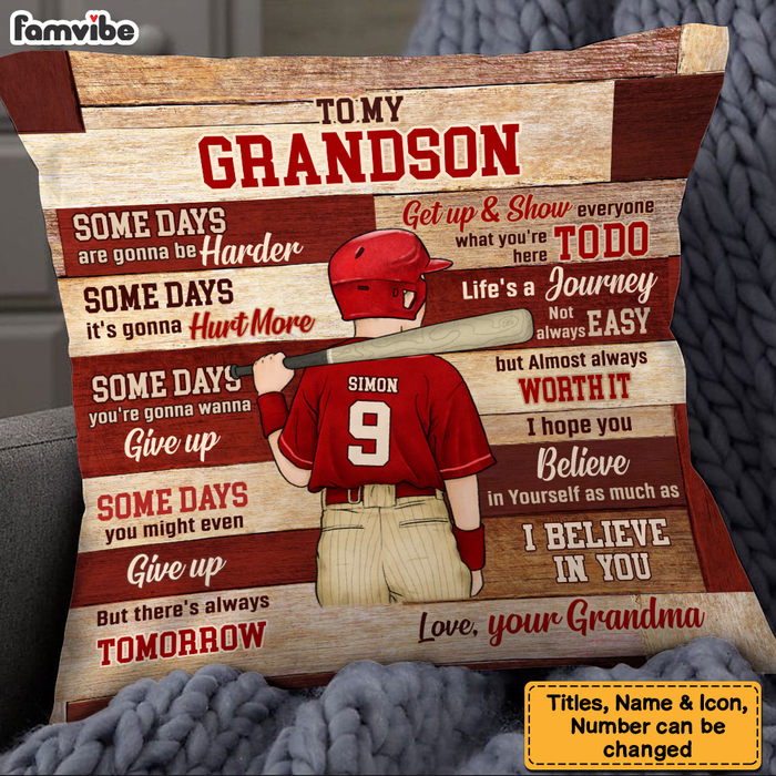 Personalized Gift For Grandson Baseball Believe In Youself Pillow 27142 1
