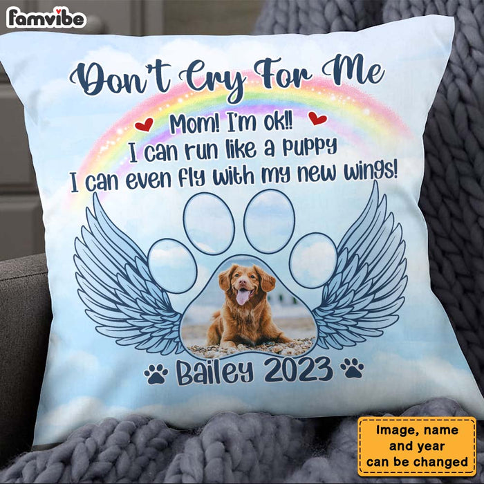 Personalized Photo Pet Memorial Gift for Dog Mom Loss Of Dog Cat Don't Cry For Me Pillow 27149 1