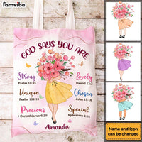 Personalized Gift for Granddaughter Daughter God Says You Are Hugging Flowers Tote Bag 27153 thumb 1
