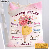 Personalized Gift for Granddaughter Daughter God Says You Are Hugging Flowers Tote Bag 27153 thumb 1