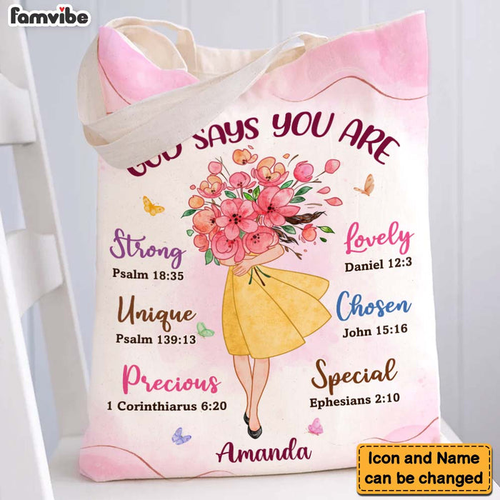 Personalized Gift for Granddaughter Daughter God Says You Are Hugging Flowers Tote Bag 27153 1