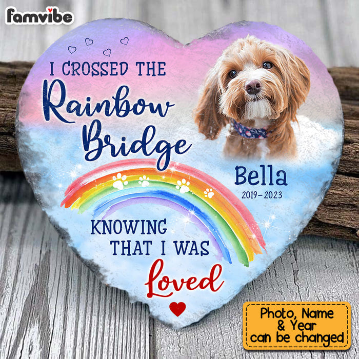 Personalized Sympathy Memorial Pet Loss Gift I Crossed The Rainbow Bridge Heart Memorial Stone 27164 1