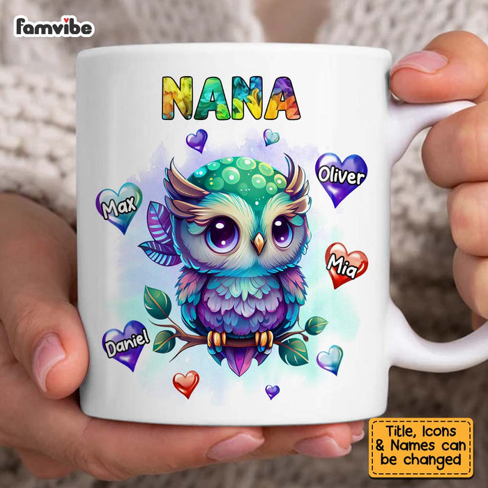 Personalized Gift For Grandma Colorful Owl Hearts Mug 27169 1