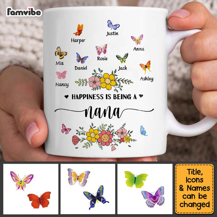 Personalized Gift For Grandma Butterfly Happiness Is Being A Grandma Mug 27172 1
