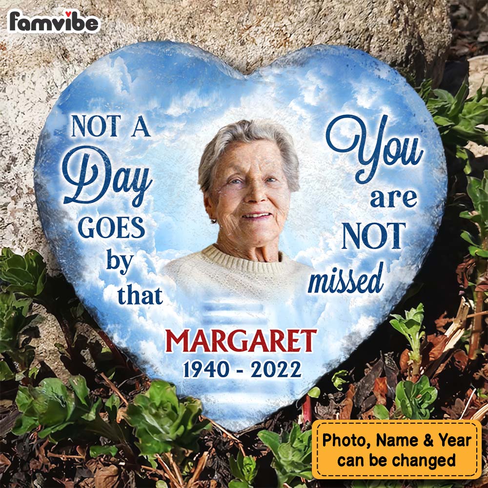 Personalized Memorial Sympathy Gift Not A Day Goes By You Are Not Missed Heart Memorial Stone 27175 Primary Mockup
