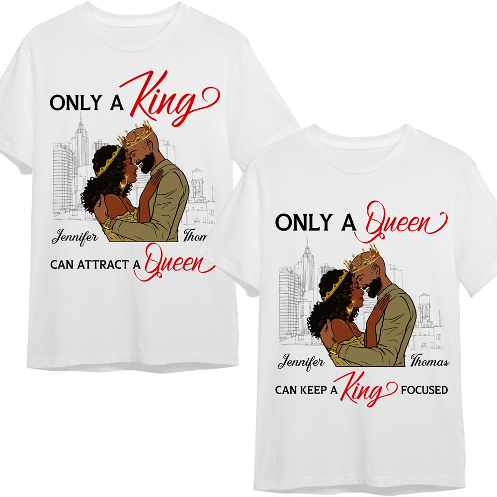 Personalized Gift Afro Black Couple King Queen Couple T Shirt 27179 Primary Mockup