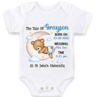 Personalized Gift For Son Grandson New Baby Boy Teddy Bear The Tale Of Baby Onesie 27181 thumb 1