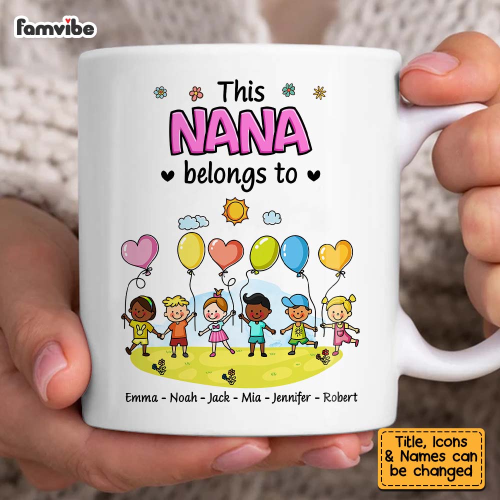 Personalized Gift For Grandma This Nana Belongs To Little Kids Balloons Mug 27184 Primary Mockup